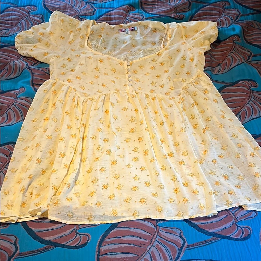 Urban Outfitters Yellow Floral Mini Dress